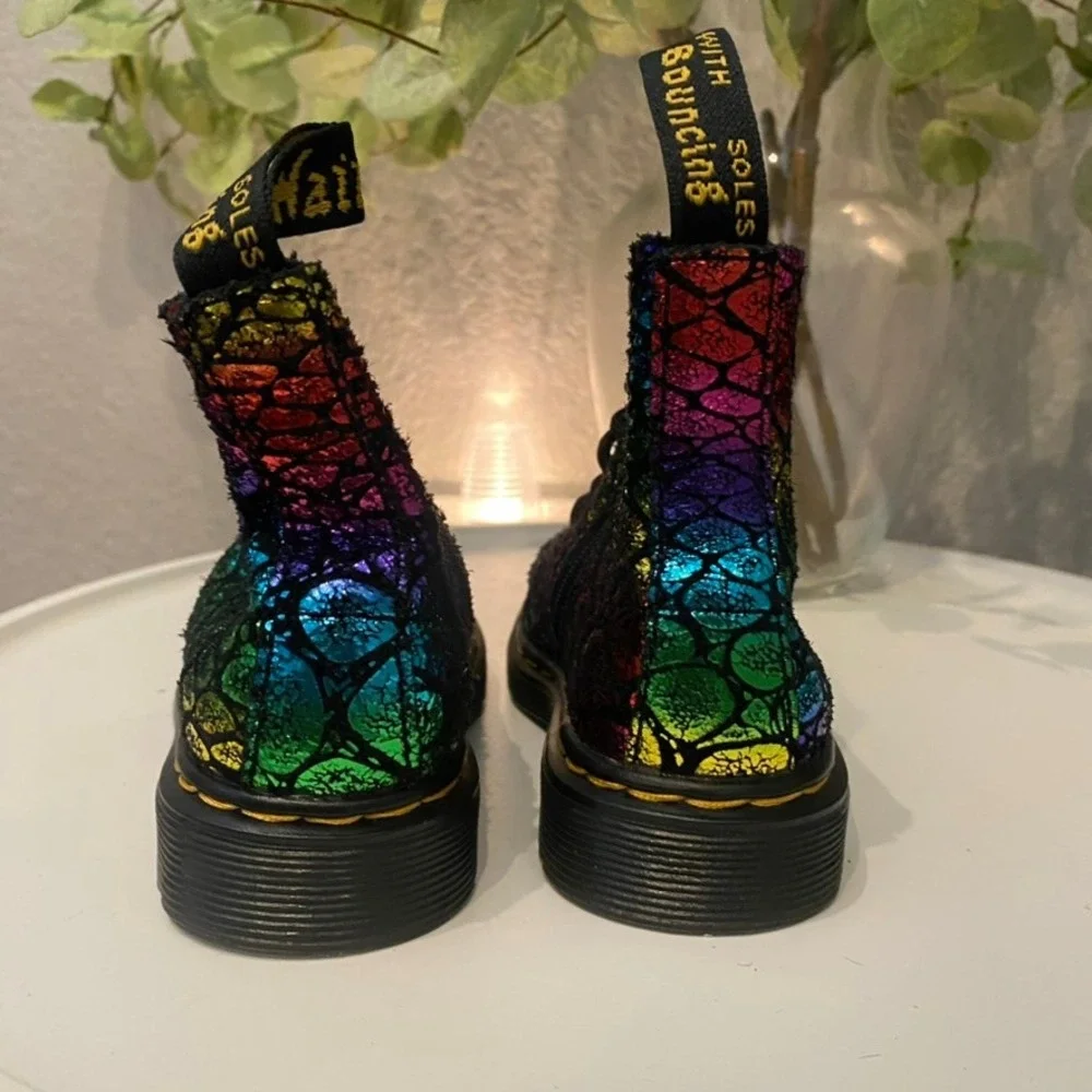 Dr. Martens 1460 Pascal Rainbow Iridescent Toddler Boots Glitter Girl 7 Like New